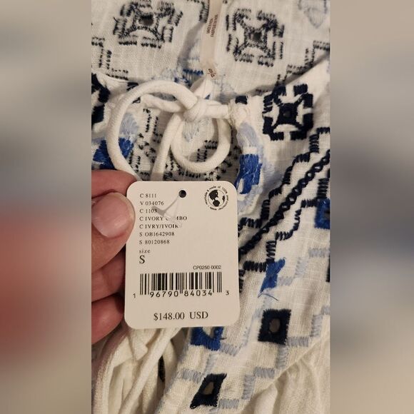 NWT Free People Joni Embroidered Crop Top in Ivory Size Small - Picture 5 of 11